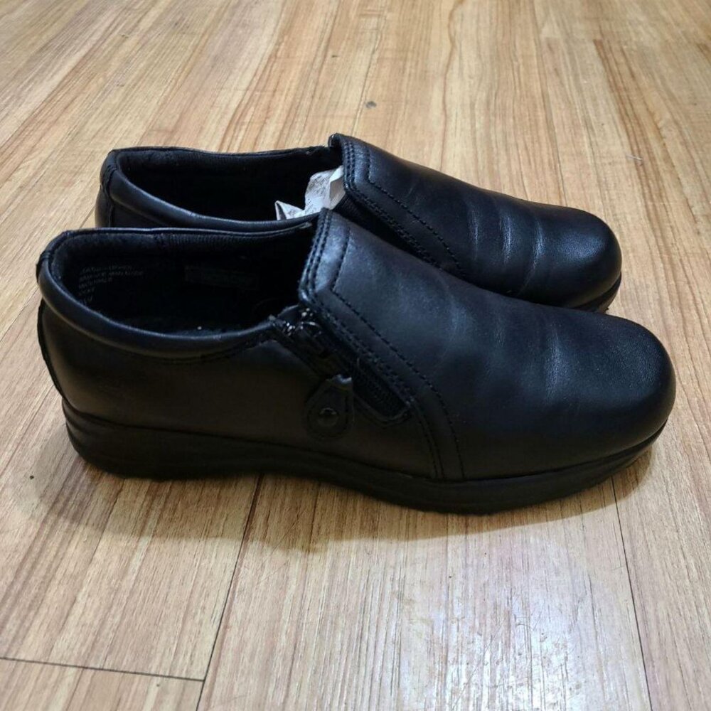 Leather Slip-On Loafers with Side Zipper